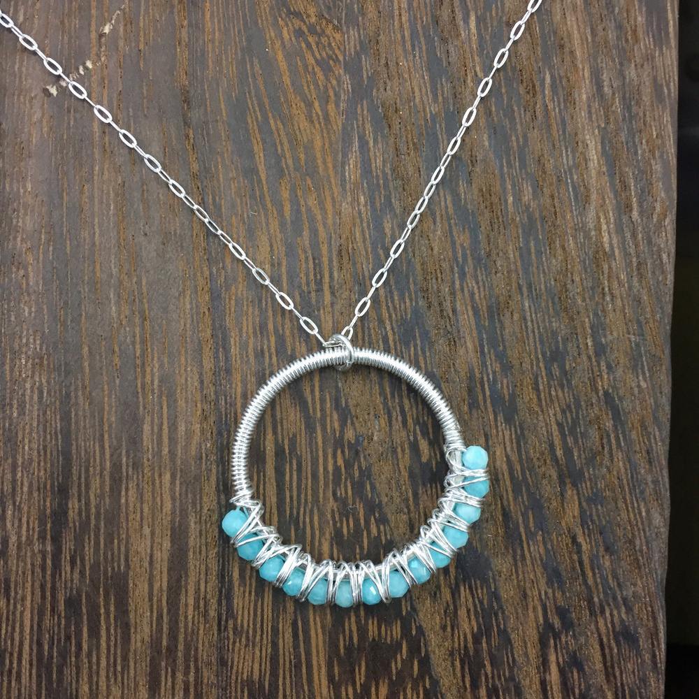 Sterling Silver and faceted Amazonite - Handmade